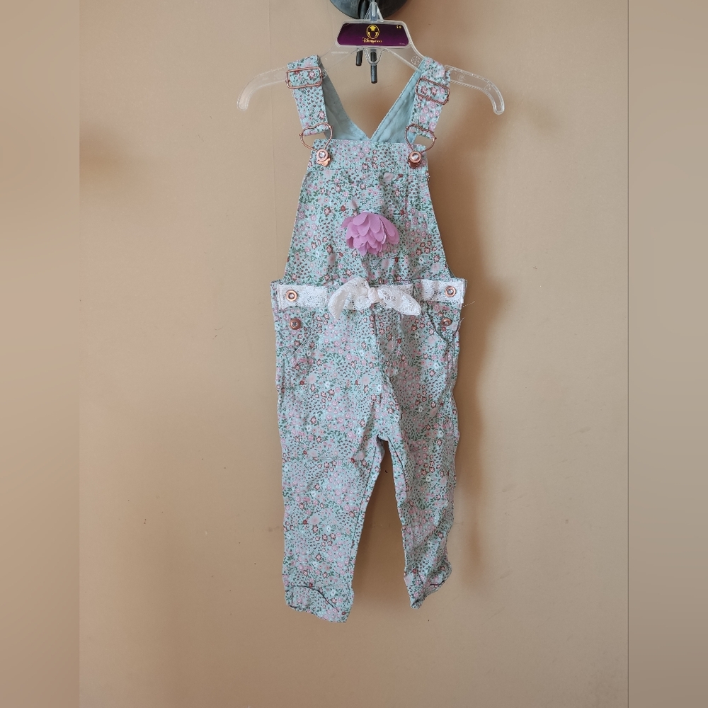 Vintage Girls Floral Overalls Size 3T